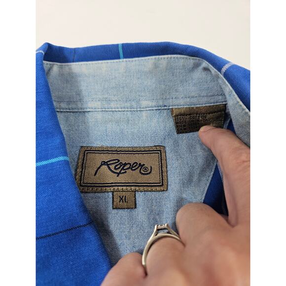 Roper bright blue long sleeve button up western rodeo size XL casual *FLAW* - Picture 4 of 7